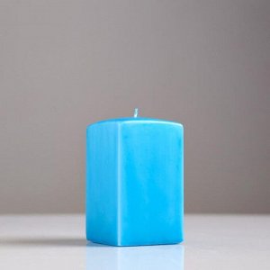 Свеча квадратная призма, 6х10 см, голубая лакированная
