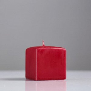 Свеча куб, 6х6 см, бордовая лакированная