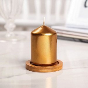 Свеча "Столбик", кофейно-золотая, 5,5*8см
