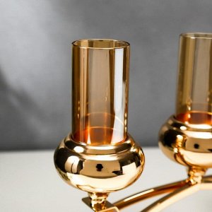 Подсвечник металл, стекло на 3 свечи "Зеркало души" золото 22,5х41,5х8,5 см