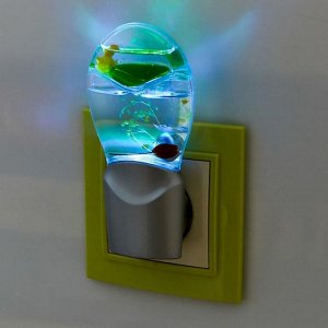 Ночник "Кроха" 0,3W (датчик освещенности) LED серебро/зеленый