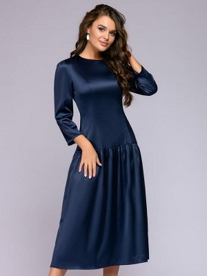 1001 Dress Платье длины миди синее с длинными рукавами