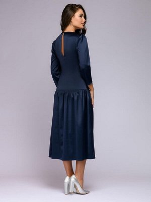 1001 Dress Платье длины миди синее с длинными рукавами