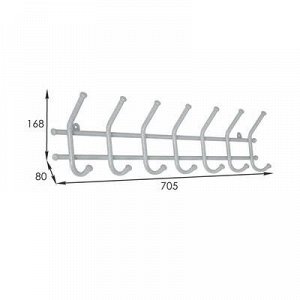 Вешалка настенная на 7 крючков «Норма-7», 70,5?16,5?8 см, цвет белое серебро