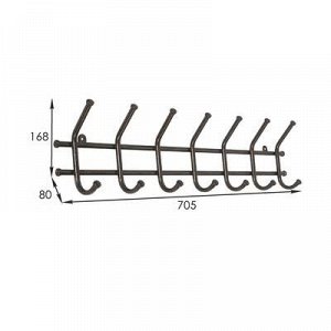 Вешалка настенная на 7 крючков «Норма-7», 70,5?16,5?8 см, цвет медный антик