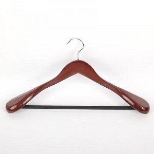 УЦЕНКА Вешалка-плечики для верхней одежды с перекладиной, размер 48-50, широкие плечики, дерево вишня