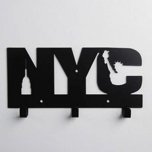 Вешалка интерьерная настенная на 3 крючка NYC, цвет чёрный
