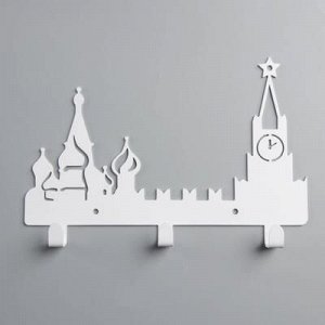 Вешалка интерьерная настенная на 3 крючка «Москва», цвет белый