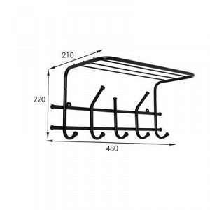 Вешалка настенная с полкой на 5 крючков «Эра-5», 48?21?22 см, цвет медный антик