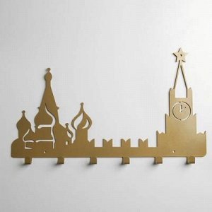 Вешалка интерьерная настенная на 6 крючков «Москва», цвет золотой