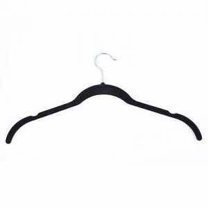 Вешалка-плечики для одежды, размер 44-46, флокированное покрытие, цвет чёрный