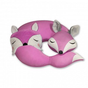 Подушка для шеи турист с маской для сна "Спящая лиса", фиолетовый