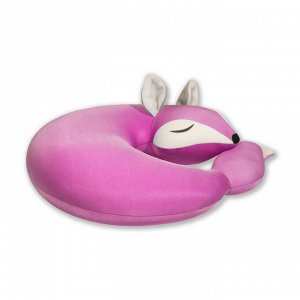 Подушка для шеи турист с маской для сна "Спящая лиса", фиолетовый