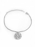 Серебряный браслет с битым медальоном на колечке, арт. 11028