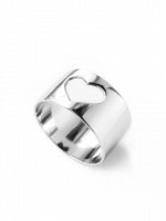 Серебряное широкое кольцо &quot;Сердце&quot;, 11 мм