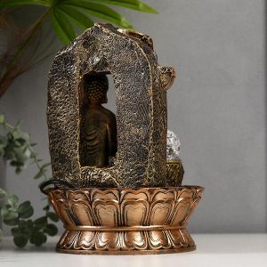 Фонтан настольный от сети, подсветка "Будда в арке с водопадом" 30х21х21 см