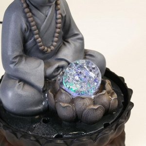 Фонтан настольный полистоун от сети свет "Маленький будда - медитация" 30х20х20 см