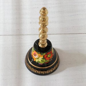 Колокольчик Валдайский "№4. Цветы", расписной, с длинной ручкой, d=45 мм