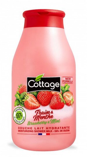 COTTAGE Молочко для душа увлажняющее КЛУБНИКА & МЯТА, 250 мл