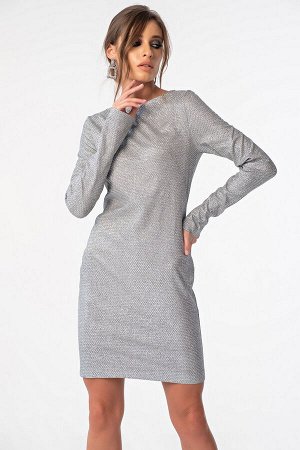 Платье из блестящей ткани с металлизированным напылением серое