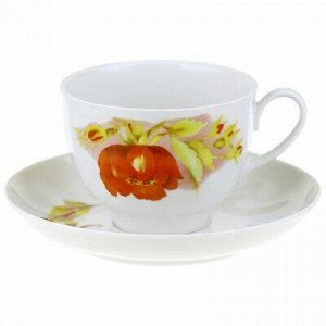 Чашка чайная фарфоровая "Альпийские цветы" 275мл, д9см, h7см
