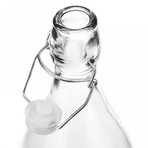 Бутылка стеклянная "Кристалл" 1л h31см, д/горла 2,2см, форма квадратная, бугельная крышка (д/основания 7,5см) (Китай)