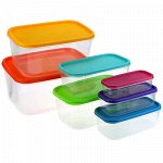 Контейнер для продуктов пластмассовый &quot;Радуга&quot; набор 7шт: 0.