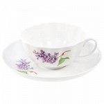 Чашка чайная фарфоровая &quot;Сирень эконом&quot; 220мл, д9,5см, h5см.