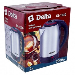Чайник электрический 1500 Вт, 2 л DELTA DL-1330 c красной вставкой