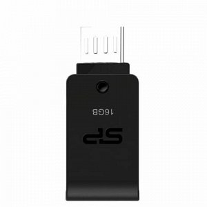 Флеш-диск 16 GB, SILICON POWER Mobile X21, OTG+USB 2.0, металлический корпус, черный, SP16GBUF2X21V1K