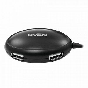 Хаб SVEN HB-401, USB 2.0, 4 порта, кабель 1,2 м, черный, SV-012830