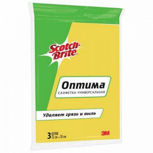 Салфетки универсальные SCOTCH-BRITE, КОМПЛЕКТ 3 шт., "Оптима", вискоза, 32х38 см, ассорти, GPW-3IN5