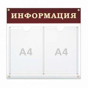 Доска-стенд "Информация" (48х44 см), 2 плоских кармана формата А4, 290461