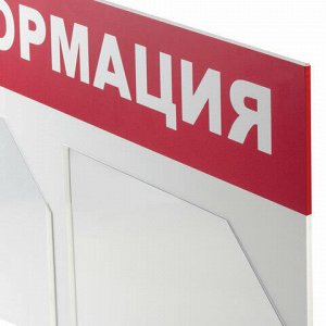 Доска-стенд "Информация" 50х43 см, 2 плоских кармана формата А4, ЭКОНОМ, BRAUBERG, 291009