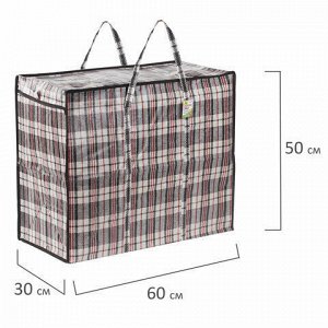 Сумка-баул хозяйственная, полипропилен, 60х50х30 см, 90 литров, черно-красная, 150 г/м2, ЛЮБАША, 604702