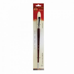 Кисть художественная KOH-I-NOOR щетина, плоская, овальная, №10, длинная ручка, блистер, 9936010013BL