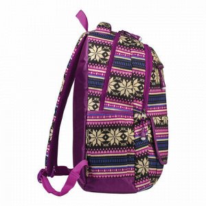 Рюкзак BRAUBERG молодежный, "Фиолетовые узоры", канвас, 47х32х14 см, 227069