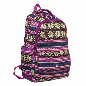 Рюкзак BRAUBERG молодежный, &quot;Фиолетовые узоры&quot;, канвас, 47х32х14 см, 227069