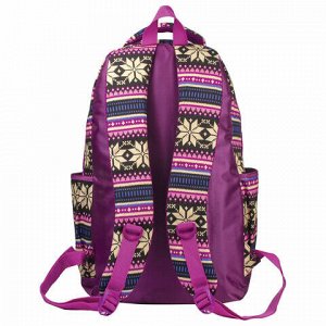 Рюкзак BRAUBERG молодежный, &quot;Фиолетовые узоры&quot;, канвас, 47х32х14 см, 227069