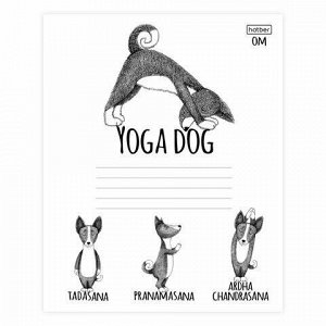 Тетрадь 24 л., HATBER, клетка, обложка картон, "Animals Yoga" (5 видов), 24Т5В1