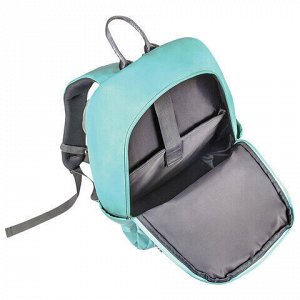 Рюкзак BRAUBERG LIGHT молодежный, с отделением для ноутбука, нагрудный ремешок, мятный, 47х31х13 см, 270298, 227077