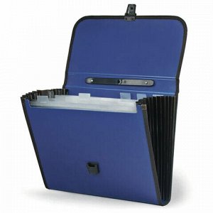 Папка-портфель пластиковая STAFF А4 (330х235х50 мм), 7 отделений, с окантовкой, индексные ярлыки, синий, 221205