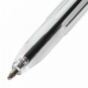Ручка шариковая STAFF "C-51", ЧЕРНАЯ, корпус прозрачный, узел 1 мм, линия письма 0,5 мм, 142813