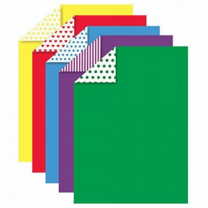 Картон цветной А4 2-сторонний МЕЛОВАННЫЙ EXTRA 5 цветов папка, оборот РИСУНОК, ЮНЛАНДИЯ, 200х290 мм, 111323