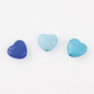 Бусины для творчества &quot;Сердце&quot;, 10 мм, 30 грамм, бирюзовые, светло-голубые, голубые, ОСТРОВ СОКРОВИЩ, 661241
