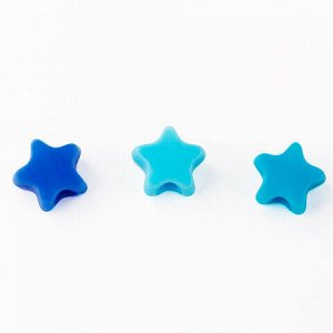 Бусины для творчества "Звезды", 10 мм, 30 грамм, бирюзовые, светло-голубые, голубые, ОСТРОВ СОКРОВИЩ, 661251