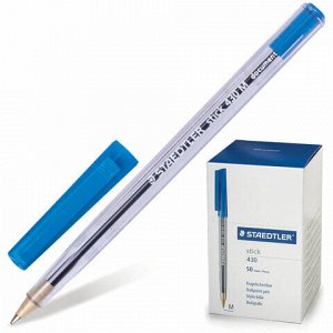 Ручка шариковая STAEDTLER "Stick Document", СИНЯЯ, корпус прозрачный, узел 1,2 мм, линия письма 0,5 мм, 430 M 03