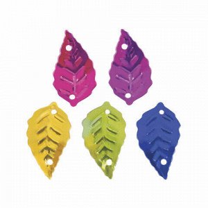 Пайетки для творчества "Листья", 5 цветов, 15 мм, 20 грамм, ОСТРОВ СОКРОВИЩ, 661280