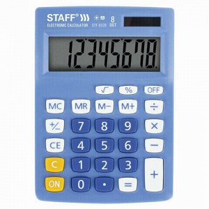 Калькулятор настольный STAFF STF-8328, КОМПАКТНЫЙ (145х103 мм), 8 разрядов, двойное питание, ГОЛУБОЙ, 250294