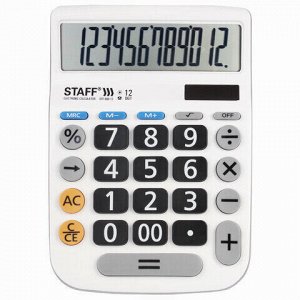 Калькулятор настольный STAFF PLUS DC-999-12 (194x136 мм), 12 разрядов, двойное питание, БОЛЬШИЕ КНОПКИ, 250425.
